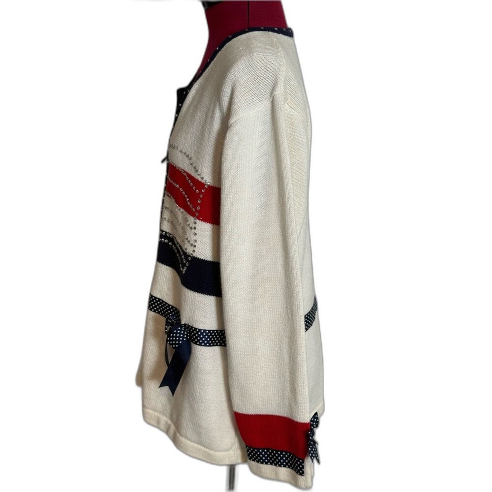 Storybook Knits Embellished Cardigan Women's Size Large American Celebration - Picture 7 of 15